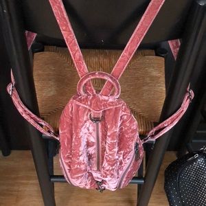 Rebecca Minkoff pink Velour back pack